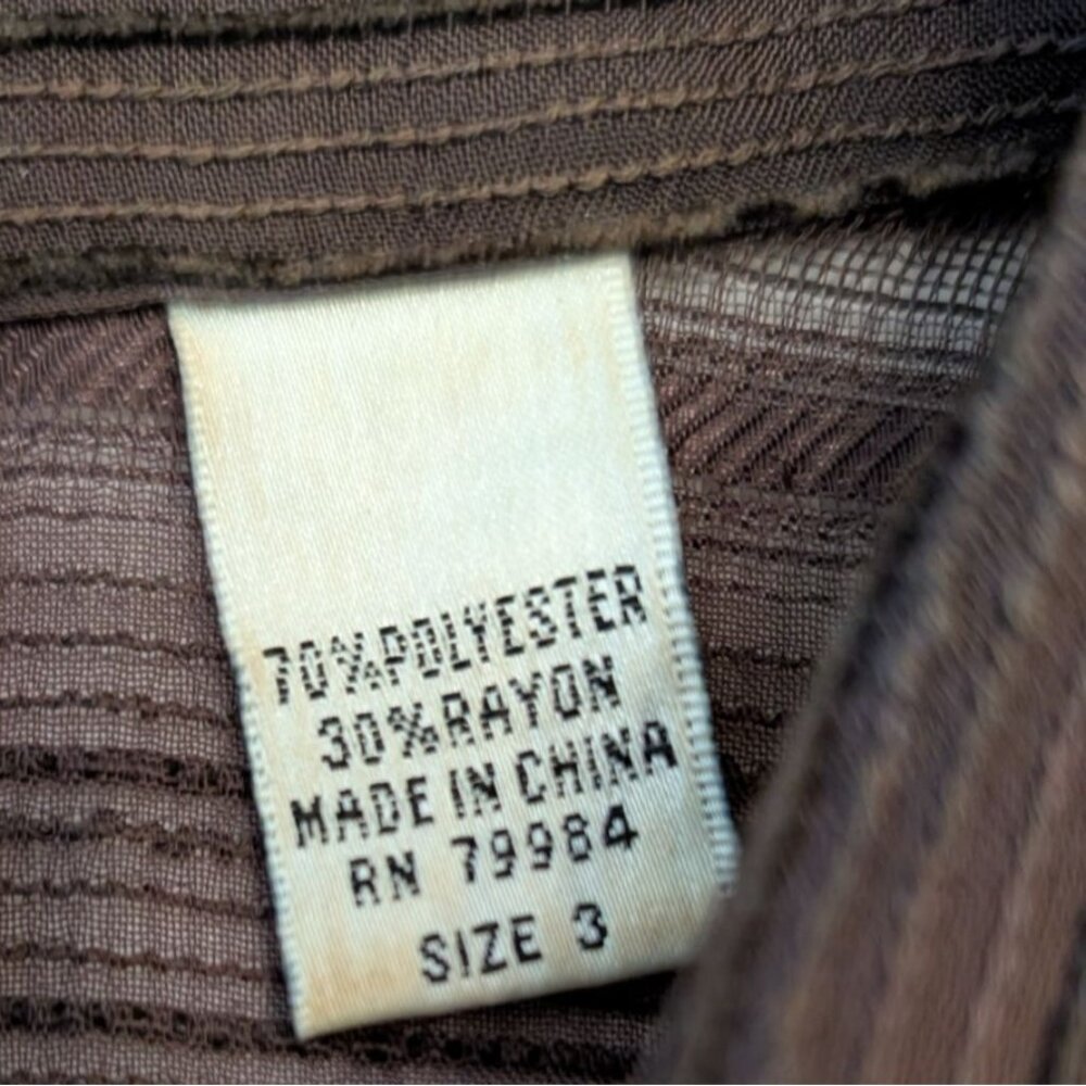 Chicos Design Sheer Shirt Striped Brown Button-Up Woven Size 3 Womens XL 16 - Picture 3 of 10